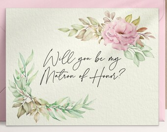 Watercolor Floral Bridesmaid Proposal Card: Elegant Wedding Cards