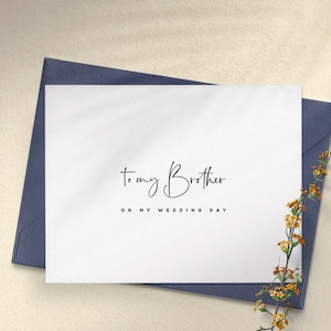 Aan mijn broer op mijn trouwdag sierlijke kaarten, aandenken notitiekaarten, bruiloft bedankkaart, trouwdag kaartenset, bruiloft notitiekaart