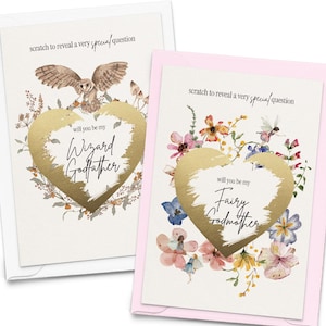 Serez-vous mes parrains et marraines Cartes de proposition à gratter Carte de proposition de fée pour marraine et carte de proposition de sorcier parrain Cadeau de proposition de parrain et de marraine