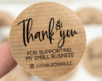 Personalized Kraft Thank You Stickers: Small Business Packaging Labels