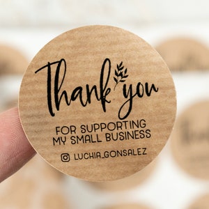 Thank you Kraft Stickers, Round Thank you for Supporting my Small Business Labels, Packaging Label Stickers, Personalizes Stickers