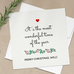 Het is de mooiste tijd van het jaar Gepersonaliseerde kaart, Merry Christmas Custom Gift card voor hem of haar, vriend, kerstkaart