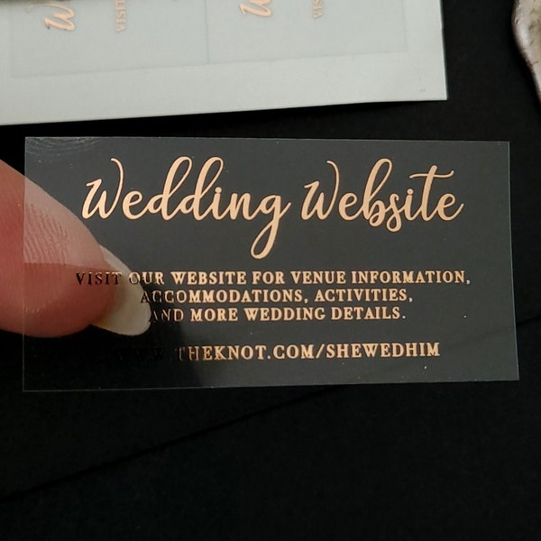 Wedding Website Sticker, Foiled Clear Wedding Stickers in Gold, Silver, Rose Gold, Visit our Website Sticker, Custom Wedding Website Sticker