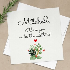 Biglietto sotto il vischio, cartoline di Natale personalizzate per lui o per lei, biglietti regalo di Natale romantici per fidanzato, moglie, marito, fidanzato