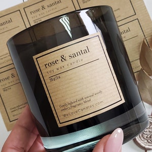 Custom Candle Label Stickers, Personalized KRAFT Labels, DIY Candle Square Label Stickers, Soy Candle Wax Candle Labels