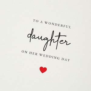 Pour une fille le jour de son mariage, carte de félicitations pour le jour du mariage pour sa fille, carte de voeux pour couple de nouveaux mariés, carte de mariage de maman