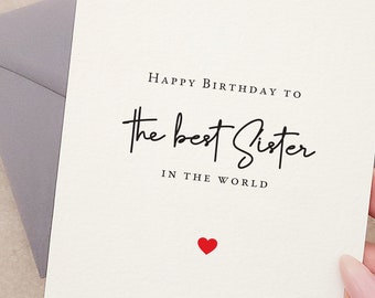 Birthday Card to Sister, Personalized Sister Birthday Card, Happy Birthday to the Best Sister Card, Big Sister Gift Greeting Card