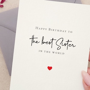Carte d'anniversaire pour soeur, carte d'anniversaire pour soeur personnalisée, carte de joyeux anniversaire à la meilleure soeur, carte de voeux cadeau grande soeur