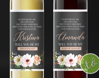 Bridesmaid Proposal Custom Wine Labels Will You Be My Bridesmaid Maid of Honor Bottle Wine Labels Personalized Bridesmaid Labels Proposal