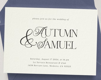 Elegant Wedding Invitations Traditional Off-White Cardstock with Envelopes