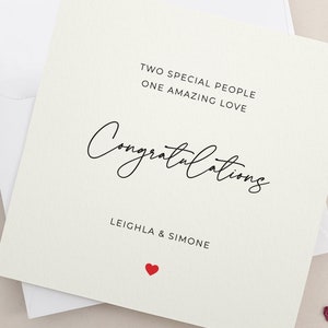 Félicitations pour votre carte de fiançailles, félicitations pour mariage, carte de fiançailles personnalisée, pour l'heureux couple, anniversaire d'un ami