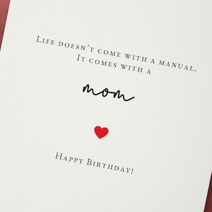 Cute Birthday Card for Mom, Happy Birthday Mom, Any Age Birthday Card for Mother with Heartfelt Message, 50th, 40th, 60th Birthday Card