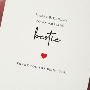 Carte d'anniversaire à un incroyable bestie, carte de joyeux anniversaire pour le meilleur ami, carte d'anniversaire Bestie, 30, 40, 50e carte, carte d'anniversaire de tout âge