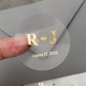 Heart Monograms Custom Wedding Stickers for Favors, Gold Stickers Personalized, Gold Wedding Stickers, Wedding Stickers for Favors Rose Gold