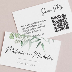 QR-Code-Hochzeits-Website-Karten, Grüne Hochzeits-Website, Einsteckkarten, RSVP Online, Goldfolien-Einschließungskarte, benutzerdefinierte Hochzeitsdetails-Karte