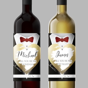 Personalizzato Groomsman Proposta Gratta fuori etichetta del vino Miglior uomo Idea regalo Invito di nozze Bottiglia adesivo