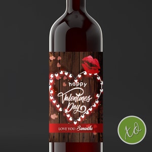 Fijne Valentijnsdag wijnetiket Gepersonaliseerde wijnetiketten Be My Valentine-wijnflesetiketten Vakantiewijnetiket Aangepast Valentijnsdagcadeau