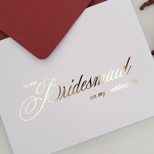 Cartão de nota dourado para minha dama de honra no dia do meu casamento Cartão de dia do casamento Cartões de dama de honra para presentes de festa de casamento Caixa de cartões para damas de honra