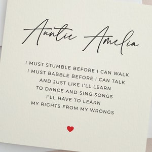 Auntie Will You Be My Madrin, Tarjeta personalizada Will You Be con poema, Tarjeta de propuesta para bautizo, Bautismo, Padrinos Tarjeta de propuesta