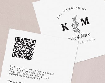 QR Code Wedding Website Card, RSVP Online Cards, Wedding Website Insert Card, Enclosure Card, Wedding Details, QR Code Wedding Details