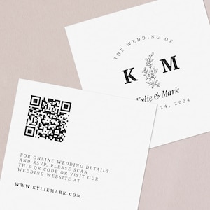 QR Code Wedding Website Card, RSVP Online Cards, Wedding Website Insert Card, Enclosure Card, Wedding Details, QR Code Wedding Details