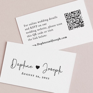 QR Code Wedding Website Card, Wedding Website Insert Card, Wedding Enclosure Card, Wedding Insert Details Card, Modern RSVP Online Cards