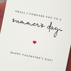 Valentinstag Karte für Sie, Romantische Poesie Glückliche Valentinstag Karte, VSoll ich Sie mit einer Sommer, Verlobten, Frau oder Freundin Karte vergleichen