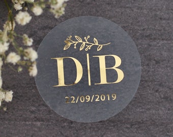 Adesivi personalizzati per bomboniere minimaliste: etichette monogramma personalizzate in lamina - sigilli per buste