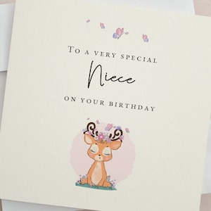 Carte d'anniversaire pour nièce, à une nièce très spéciale, carte d'anniversaire avec message personnalisé, premier anniversaire, 1er, 2e et 3e anniversaire de fille