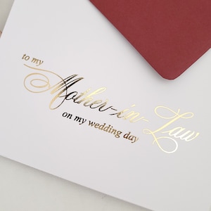 Gold Foiled An meine Schwiegermutter auf meiner Hochzeitstag-Karte Mutter des Bräutigams Dankes-Karte, Mutter der Braut Klappkarte, Schwiegermutter-Karten
