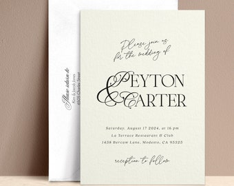 Elegant Wedding Invitations Modern Calligraphy, White & Black Invites