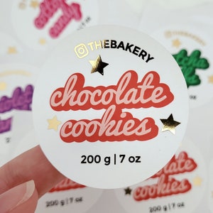 Custom Bakery Retro Label Round Cookie Stickers Gold Foil Food Stickers Business Packaging Personalized Homemade Small Business Stickers