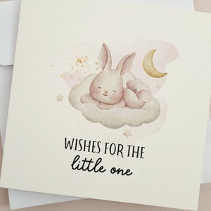Tarjeta de bebé nueva rosa, deseos para el pequeño, tarjeta personalizada de nueva niña, tarjeta linda de recién nacido, tarjeta de nacimiento de bebé, tarjeta de deseos de bebé