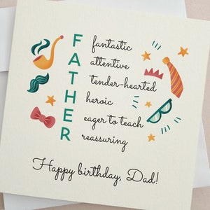 Tarjeta de cumpleaños feliz para papá, tarjeta de cumpleaños para padre, tarjeta de cumpleaños para papá de niños, hijo, hija, tarjeta de cumpleaños linda para papá, tarjeta de cumpleaños para papá