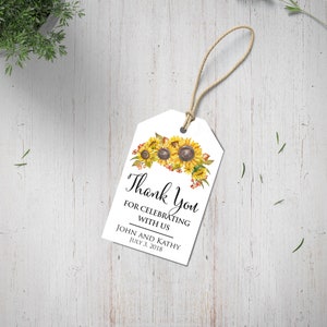 Zonnebloem Bedankkaartjes bruiloft Gepersonaliseerde bedankkaartjes Bruiloft Bruidsfeestdecoratie Aangepaste bruiloft bedankje voor gunsten