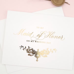 Carte de remerciement à ma demoiselle d'honneur, cartes de remerciement dorées Carte de mariage, carte de mariage à ma demoiselle d'honneur, cartes de mariage