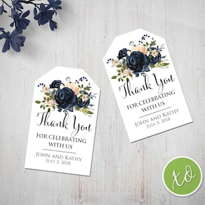 Wedding Favors Navy Blue Personalized Thank You Tags Wedding Gift Tags Personalized Thank You For Celebrating With Us Favors Wedding Gift