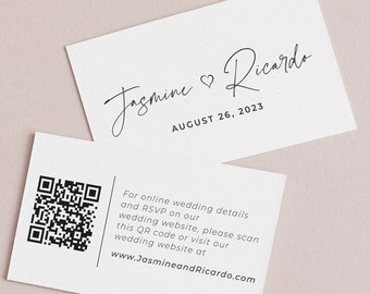 QR Code Wedding Website Insert Card: Modern RSVP Details