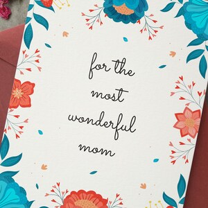 Tarjeta del Día de la Madre, Tarjeta de cumpleaños para mamá, Tarjeta del Día de la Madre Feliz, Tarjeta para la mamá más maravillosa, Tarjeta floral para el Día de la Madre, Tarjeta de cumpleaños para mamá