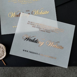 Wedding Website Vellum Cards, Wedding Insert Cards with Gold Foil, Elegant Wedding Visit our Website Insert Card, Wedding Detail Card