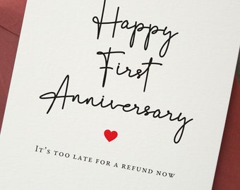 Happy 1st Anniversary Card,  Boyfriend 1st Anniversary Card, Girlfriend First Anniversary Card, 1st Wedding Anniversary For Wife or Husband