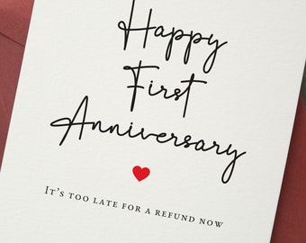 Funny 1st Anniversary Card: Felt Marked Cardstock, Red Heart Detail