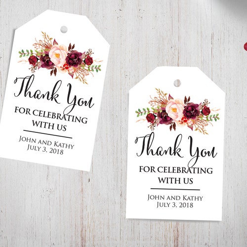10 Personalised Wedding Favour Gift Tags "Thank you" Guest Label any message. 