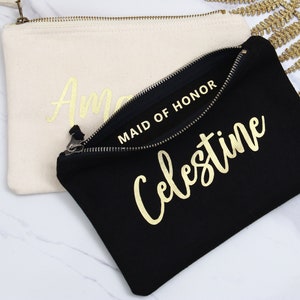 Maid of Honor Makeup Bag, Bridesmaid Cosmetic Bags, Bridesmaid Gifts, Custom Toiletry Bags for Bridesmaids, Maid of Honor Gift, Bridal Party