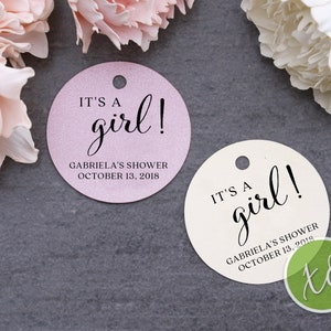 Es ist ein Mädchen-Babyparty-Geschenkanhänger Personalisierte Babyparty-Geschenkanhänger Danke für das Duschen Tags Benutzerdefinierte Duschenbevorzugungen Babypartydekor