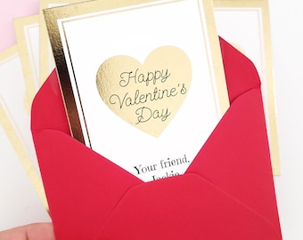Kids Happy Valentine's Day Mini Cards, School Valentine, Kids Valentine, Toddler Valentine, Boy or Girl Valentine Card with Gold Foil