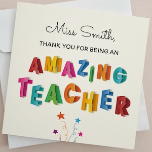 Cartão de agradecimento personalizado para professor, cartão de felicitações incrível para professor, presente de fim de período para professor, escola, cartão de agradecimento para professor de berçário
