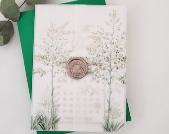 Greenery Vellum Jacket for 5x7 Wedding Invitations