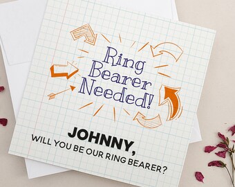 Custom Ring Bearer Proposal Card: Orange Notebook Design
