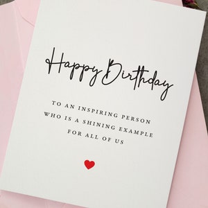 Tarjeta de feliz cumpleaños para una persona inspiradora, tarjeta de cumpleaños para madre, padre, abuela, abuelo, hermano, tarjeta de cumpleaños, dulce tarjeta de cumpleaños